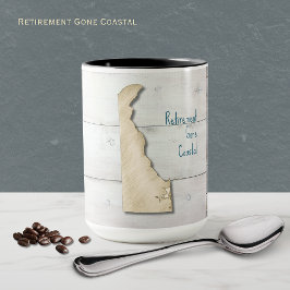 Taza de madera rústica con contorno de Delaware