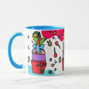 Taza de magdalena con dulces y sprinkles