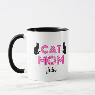 Taza de Mamá de Gato Personalizada con Siluetas de