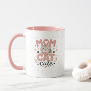 Taza de Mamá Gato Rosa Adorable Regalo del Día d