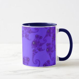 Taza de manada de caballitos de mar azules y morad