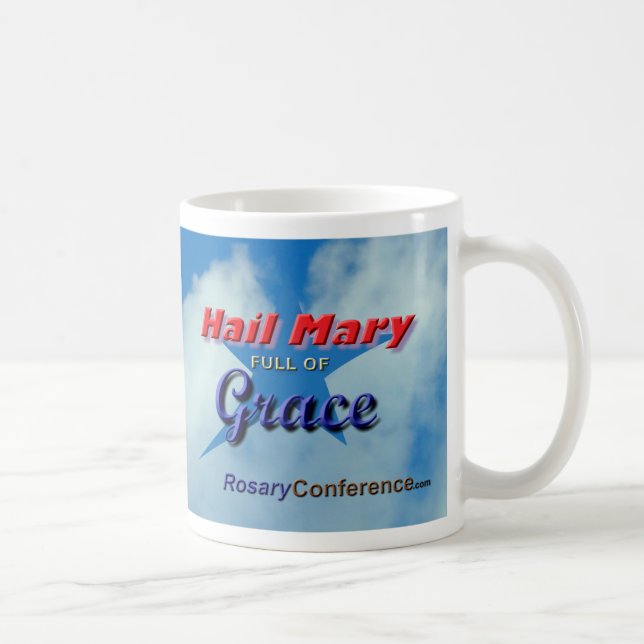 Taza de Maria del saludo del azul de cielo (Derecha)