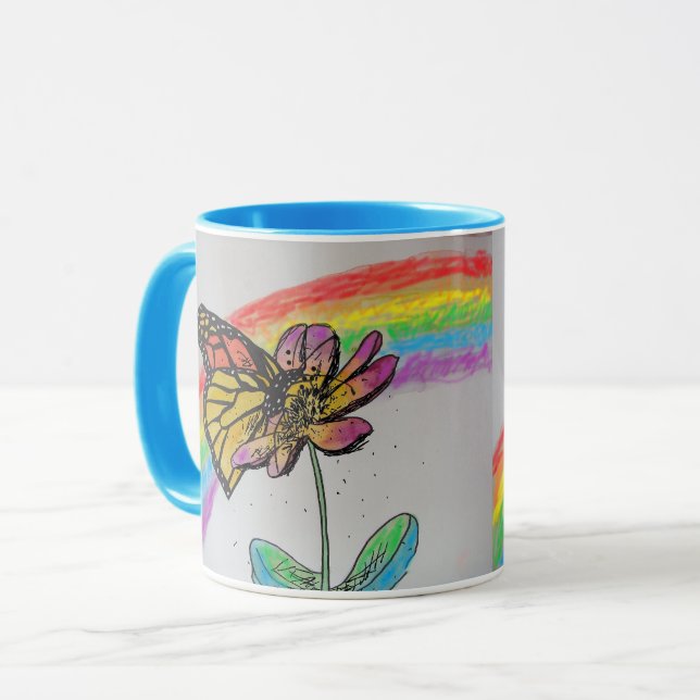 Taza de Mariposa Monarca Arcoíris Azul (Anverso izquierdo)