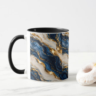 Taza de mármol azul y dorado de lujo elegante de d