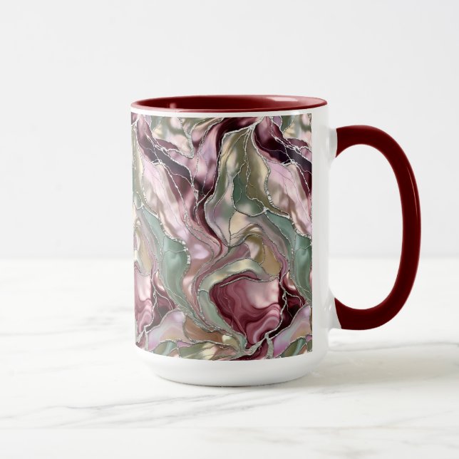 Taza de mármol Blush Sage Luxury Abstract Coffee C (Derecha)