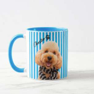 Taza de mascota a rayas personalizada con foto y n