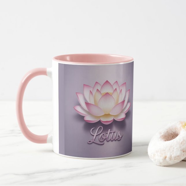 Taza de meditación con flor de loto rosa (Con donut)