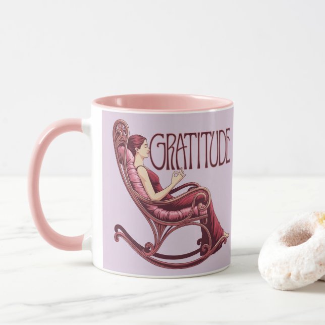 Taza de meditación de afirmación de lavanda Borgoñ (Con donut)