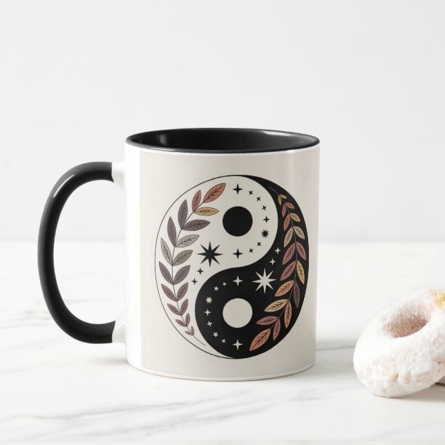 Taza de Meditación Estrellas Planta Yin Yang (Con donut)