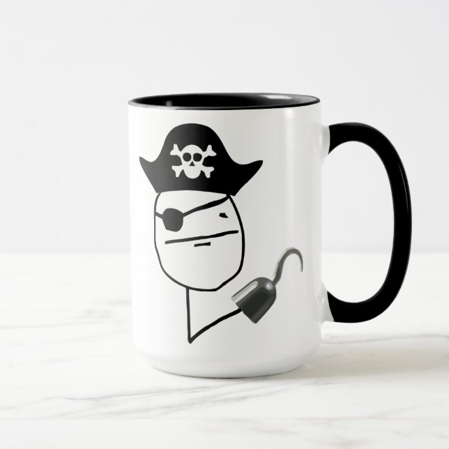 Taza de Meme de la cara de póker del pirata (Derecha)