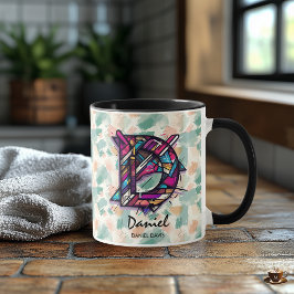 Taza de monograma abstracto dinámico - D para Dani
