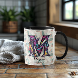 Taza De Monograma Abstracto En Negrita - M Para Ma