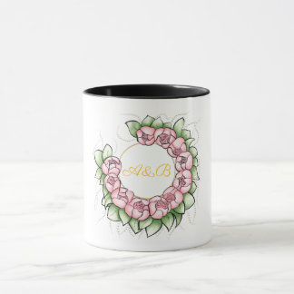 Taza de Monograma de Boda Negra Sofisticada - Mini