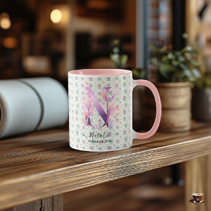 Taza De Monograma Floral Boho Chic Con Estilo - N