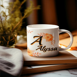 Taza de monograma floral personalizado - Nombre y 