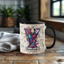 Taza De Monograma Geométrico En Negrita - Y Para Y