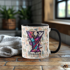 Taza De Monograma Geométrico En Negrita - Y Para Y