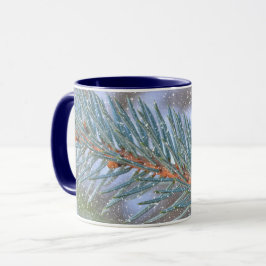 Taza de Mug de Arte de Rama de Pino Nieve e Invier