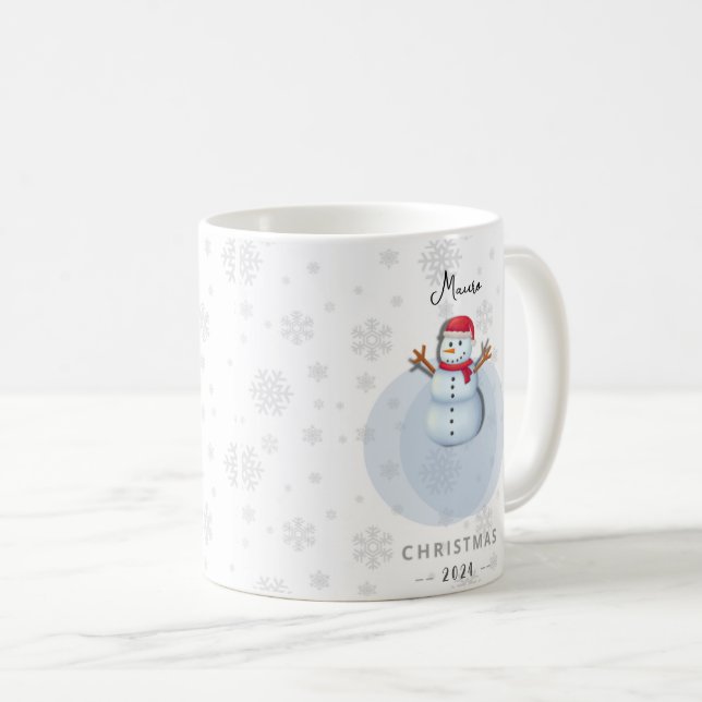 Taza de muñeco de nieve de Navidad personalizada (Anverso derecho)