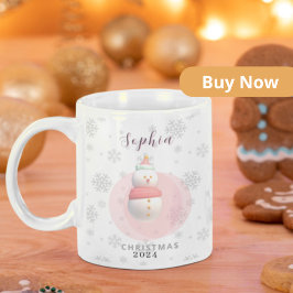 Taza de muñeco de nieve navideño personalizada