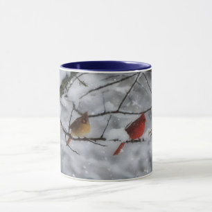 Taza de Naturaleza de Pareja de Pájaros Cardinales