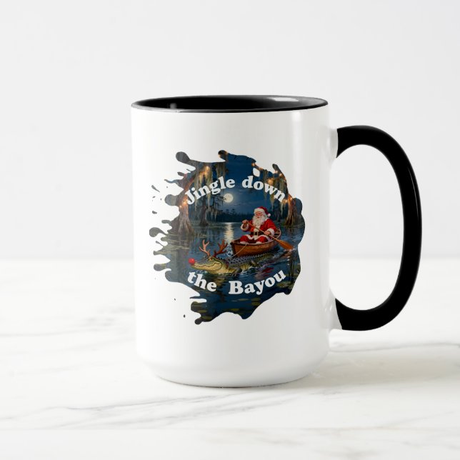 Taza de Navidad Cajún Santa Cocodrilo Canoa (Derecha)
