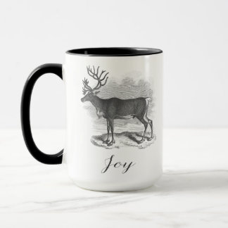 Taza de Navidad con grabado de ciervo antiguo que 