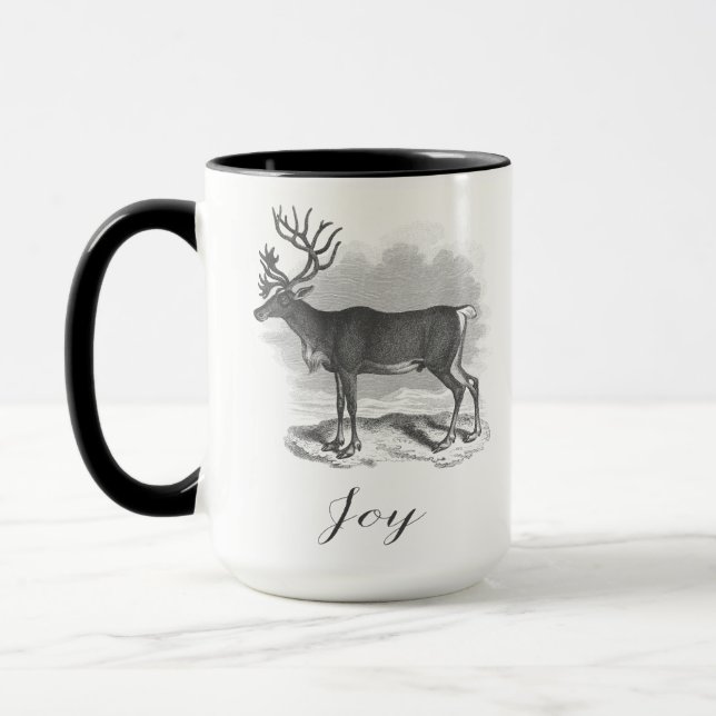 Taza de Navidad con grabado de ciervo antiguo que  (Izquierda)