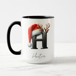 Taza de Navidad con letra H Taza personalizada