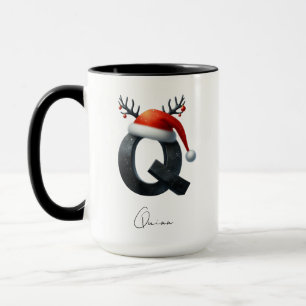 Taza de Navidad con Letra Q Nombre Personalizado