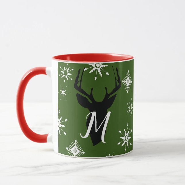 Taza de Navidad con Monograma Caprichoso de Ciervo (Izquierda)