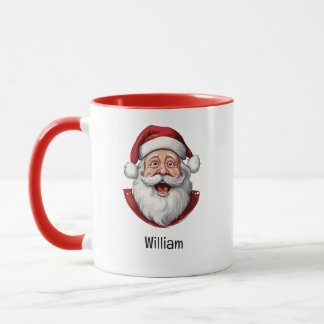Taza de Navidad con retrato alegre de Santa