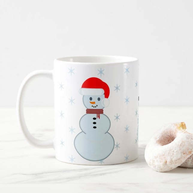 Taza de Navidad con tres hombres de nieve (Con donut)
