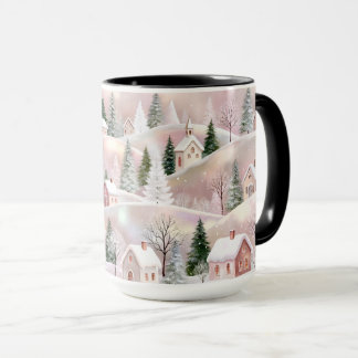 Taza de Navidad de Aldea Invernal Rosa