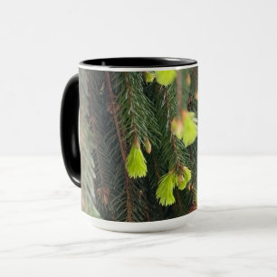 Taza de Navidad de árbol de pino verde invierno va