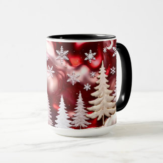 Taza de Navidad de bosque invernal copo de nieve