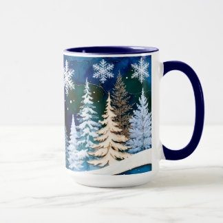 Taza de Navidad de Bosque Invernal Copo de Nieve
