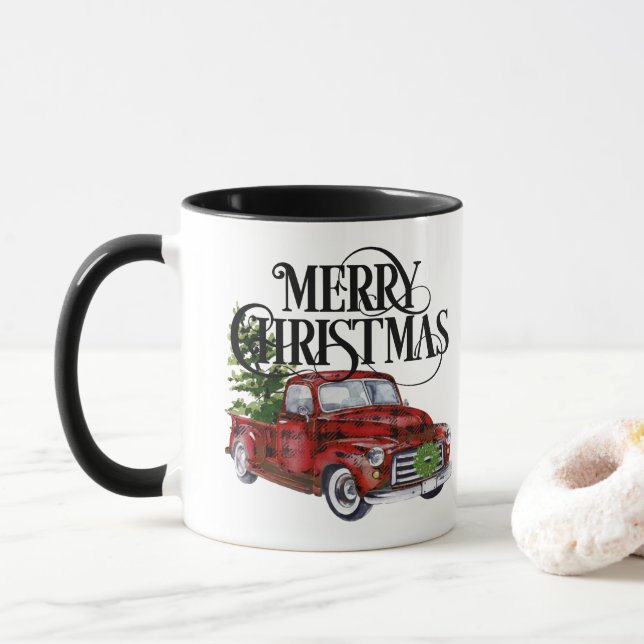 Taza de Navidad de Camión Rojo (Con donut)