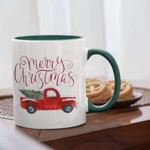 Taza de Navidad de Camioneta Roja Vintage