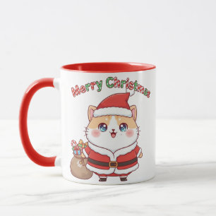Taza de Navidad de gato Kawaii Santa regalo para a