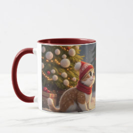 taza de navidad de gato lindo
