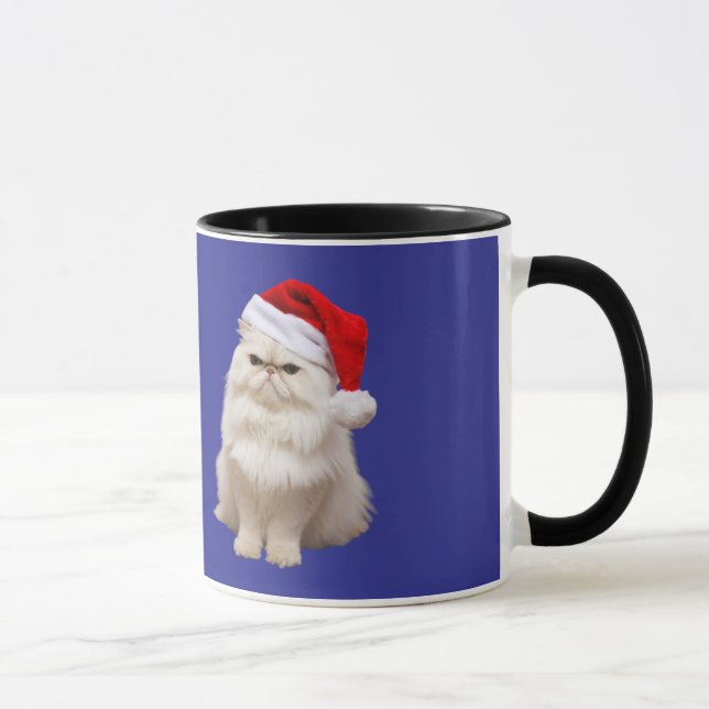 Taza de Navidad de gato persa blanco (Derecha)