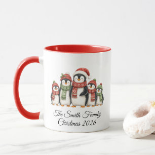Taza de Navidad de la familia de pingüinos lindos