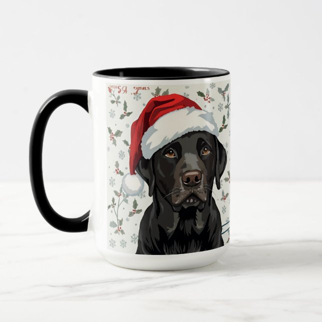 Taza de Navidad de labrador negro (Izquierda)