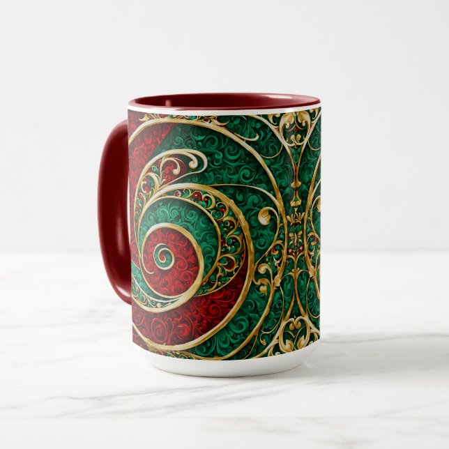 Taza de Navidad de oro rojo verde (Anverso izquierdo)