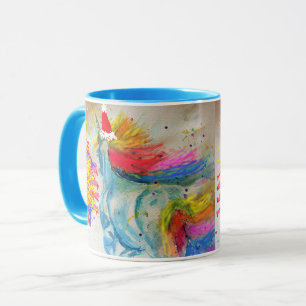 Taza de Navidad de Santa Unicornio Azul