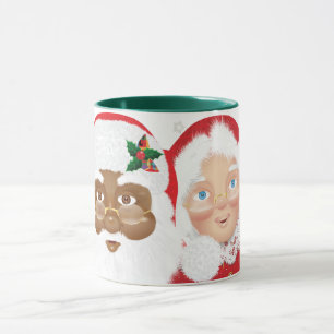 Taza de Navidad de Santa y Sra. Claus afroamerican