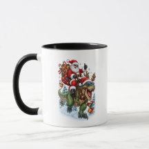 Taza de Navidad del T-Rex Groovy Santa Claus