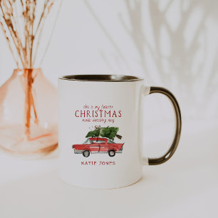 Taza de Navidad Favorita Coche Rojo Acuarela