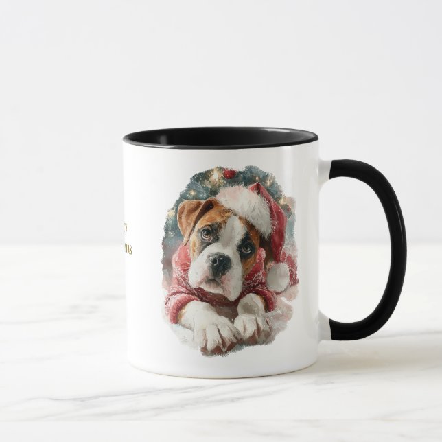 Taza de Navidad para Amantes de Perros/ Boxer (Derecha)
